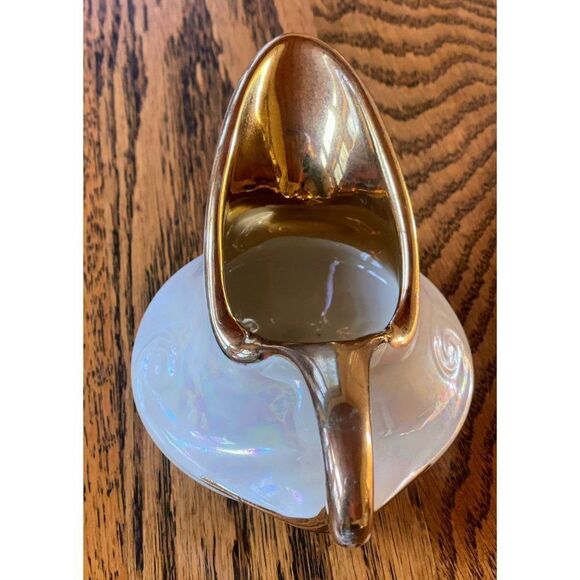 Creamer & Sugar Bowl by Pearl China Company Iridescent 22K Gold Trim Circa 1960 - Picture 5 of 9